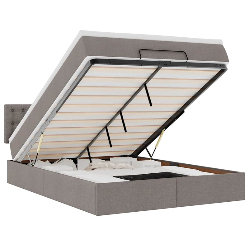 vidaXL Ottomán ágy matraccal & LED-ek Taupe 140x190 cm anyaggal