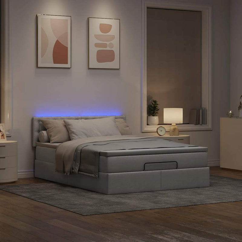 vidaXL Ottomán ágy matraccal & LED-ek Taupe 140x190 cm anyaggal