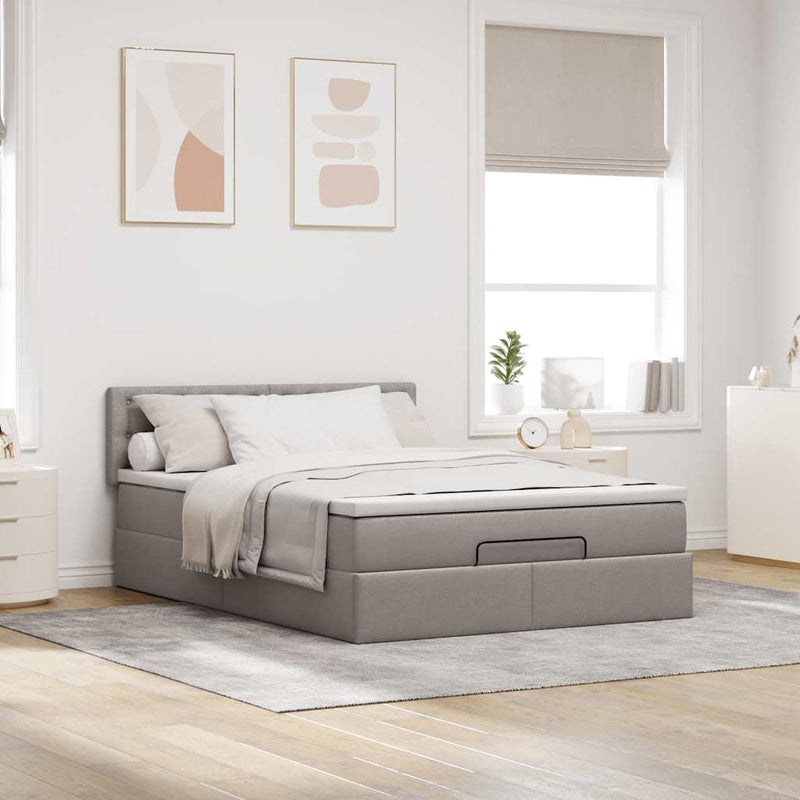 vidaXL Ottomán ágy matraccal & LED-ek Taupe 140x190 cm anyaggal