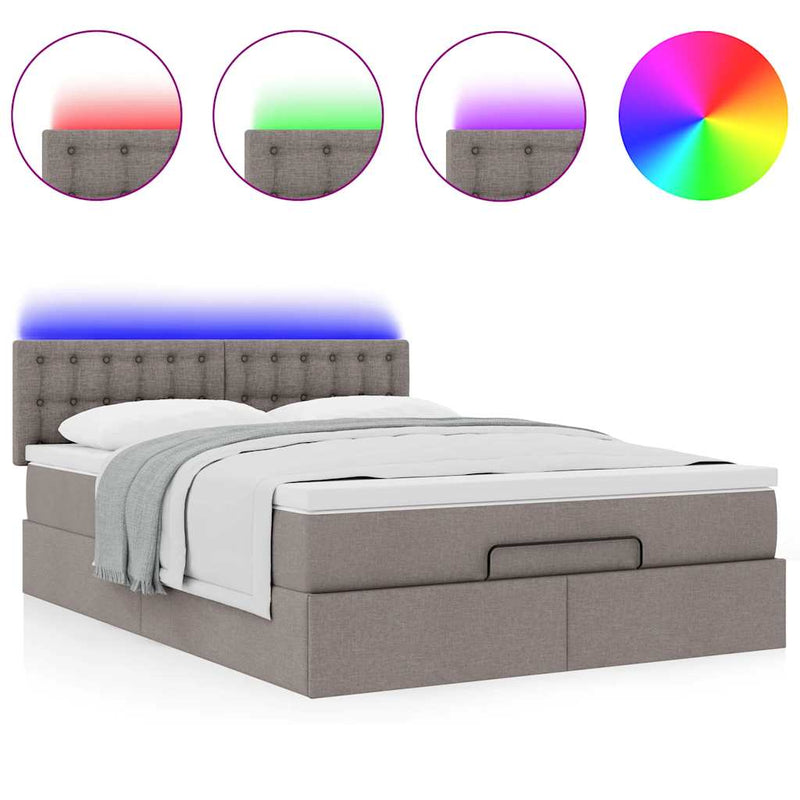 vidaXL Ottomán ágy matraccal & LED-ek Taupe 140x190 cm anyaggal