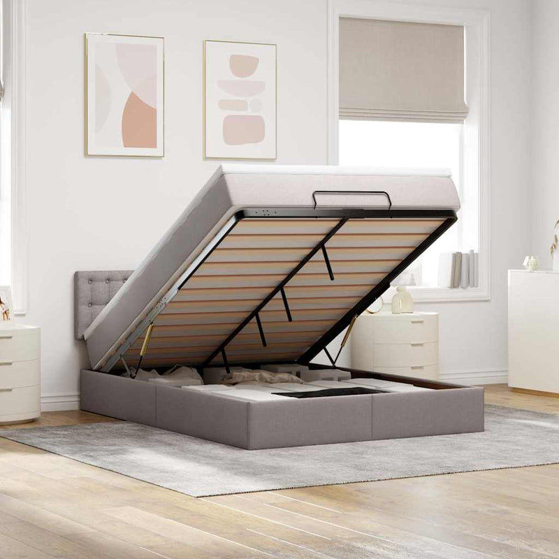 vidaXL Ottomán ágy matraccal & LED-ek Taupe 140x190 cm anyaggal