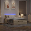 vidaXL Ottomán ágy matraccal & LED-ek krém 140x190 cm szövet