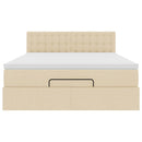 vidaXL Ottomán ágy matraccal & LED-ek krém 140x200 cm szövet