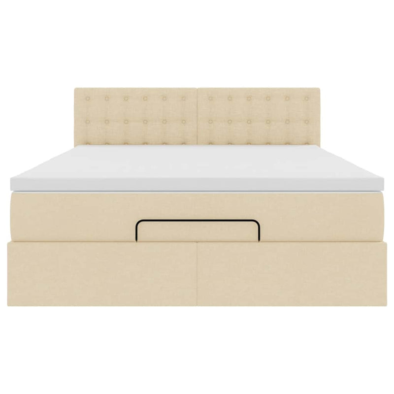 vidaXL Ottomán ágy matraccal & LED-ek krém 140x200 cm szövet