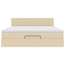 vidaXL Oszmán ágykeret matraccal krém 160x200cm szövet