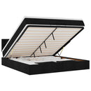 vidaXL fekete szövet ottomán ágy matraccal & LED-ek 180x200cm