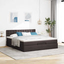 vidaXL sötétbarna szövet ottomán ágy matraccal & LED-ek 180x200cm
