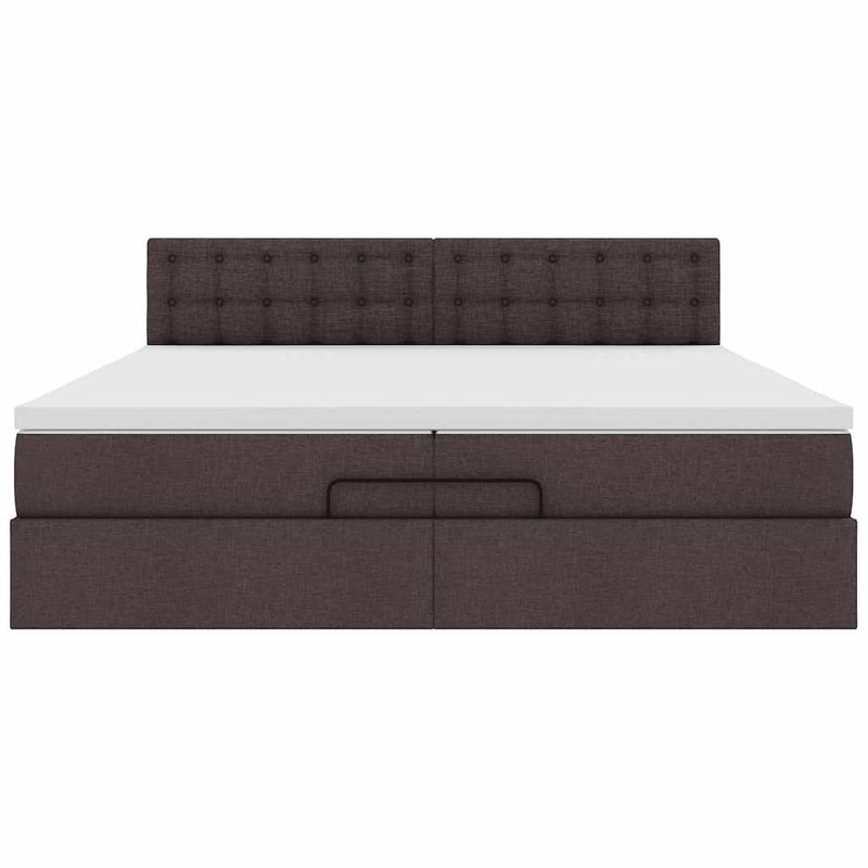vidaXL Ottomán ágykeret matracokkal Sötétbarna 200x200cm szövet