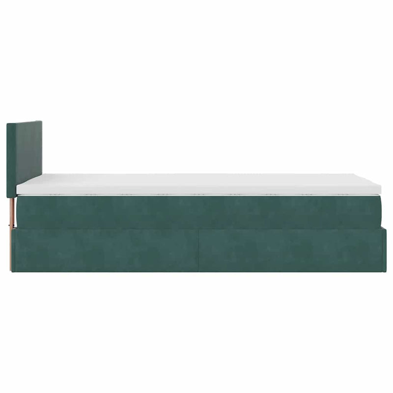 vidaXL sötétzöld bársony ottomán ágy matraccal & LED-ek 80 x 200 cm