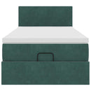 vidaXL Ottomán ágykeret matraccal sötétzöld 90x190cm bársony