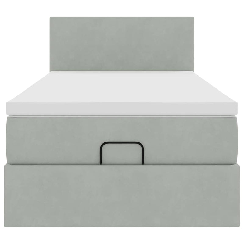 vidaXL Ottomán ágykeret matraccal Világosszürke 100x200cm bársony