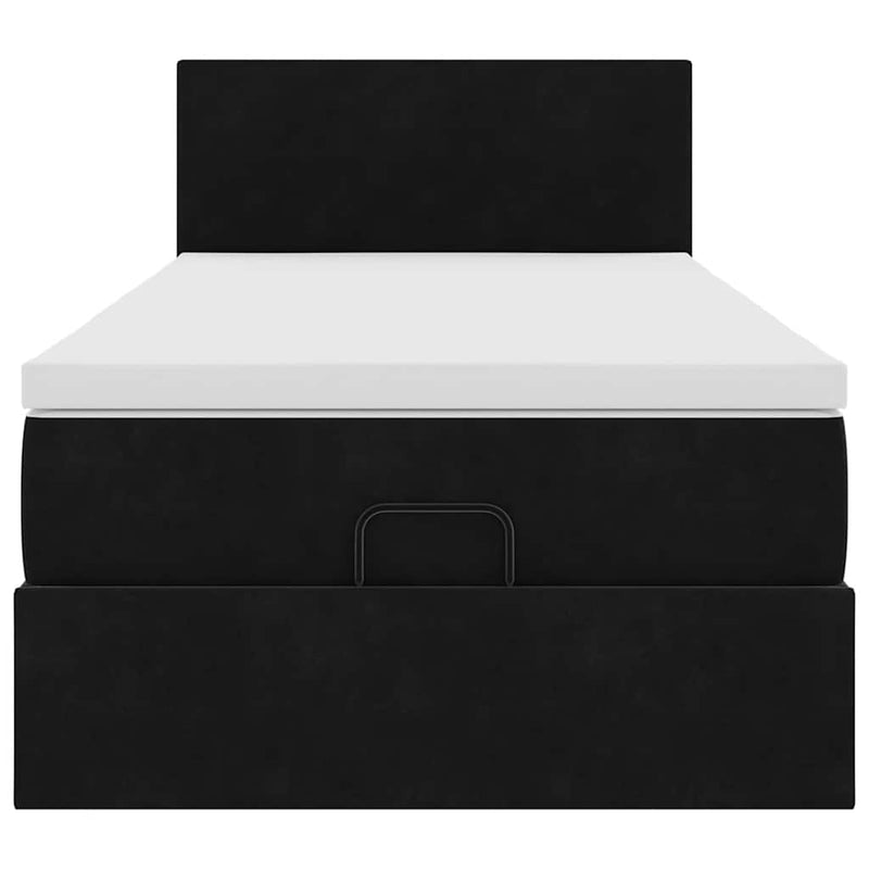 vidaXL Ottomán ágykeret matraccal Fekete 100x200cm bársony