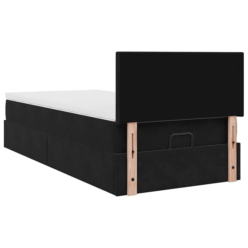 vidaXL Ottomán ágykeret matraccal Fekete 100x200cm bársony