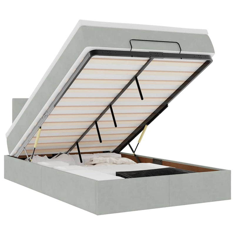 vidaXL világosszürke bársony ottomán ágy matraccal & LED-ek 120x190cm