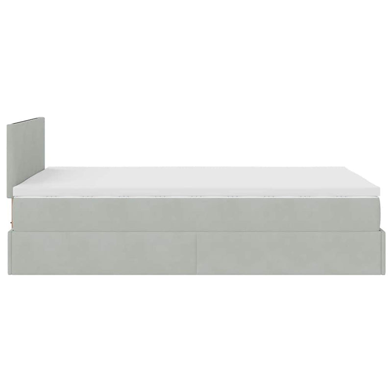 vidaXL világosszürke bársony ottomán ágy matraccal & LED-ek 120x190cm