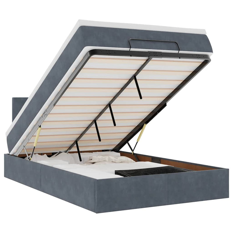vidaXL sötétszürke bársony ottomán ágy matraccal & LED-ek 120x190cm