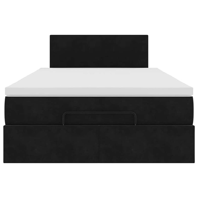 vidaXL fekete bársony ottomán ágy matraccal & LED-ek 120x190cm