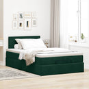 vidaXL sötétzöld bársony ottomán ágy matraccal & LED-ek 120x190cm