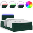 vidaXL sötétzöld bársony ottomán ágy matraccal & LED-ek 120x190cm