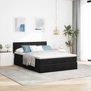 vidaXL Ottomán ágykeret matraccal fekete 140x190cm bársony