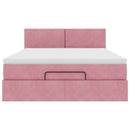 vidaXL Ottomán ágykeret matraccal rózsaszín 140x200cm bársony
