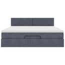 vidaXL Ottomán ágykeret matraccal sötétszürke 160x200cm bársony