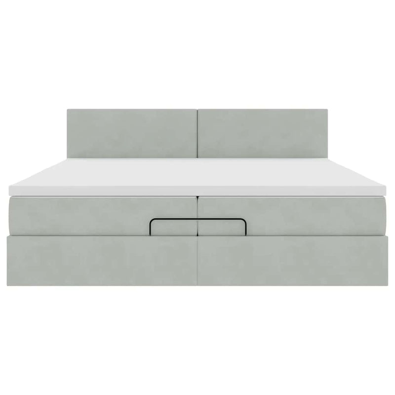 vidaXL Ottomán ágykeret matracokkal világosszürke 200x200cm bársony