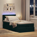 vidaXL sötétzöld bársony ottomán ágy matraccal & LED-ek 80 x 200 cm