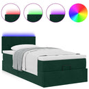 vidaXL sötétzöld bársony ottomán ágy matraccal & LED-ek 80 x 200 cm