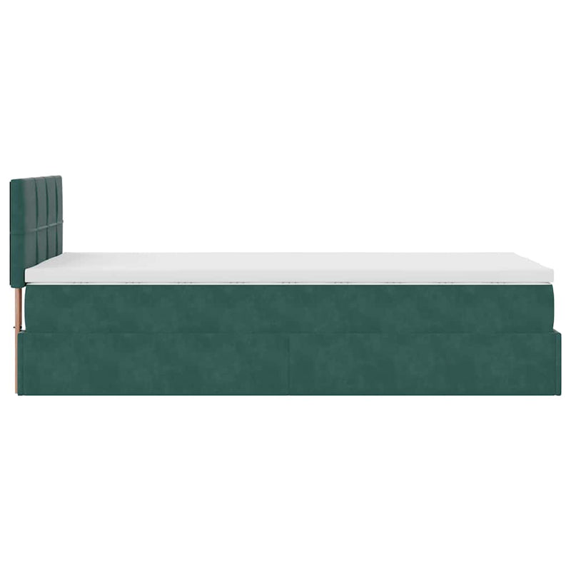 vidaXL sötétzöld bársony ottomán ágy matraccal & LED-ek 80 x 200 cm
