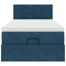 vidaXL Ottomán ágykeret matraccal Sötétkék 100x200cm bársony