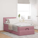 vidaXL Ottomán ágykeret matraccal Rózsaszín 100x200cm bársony