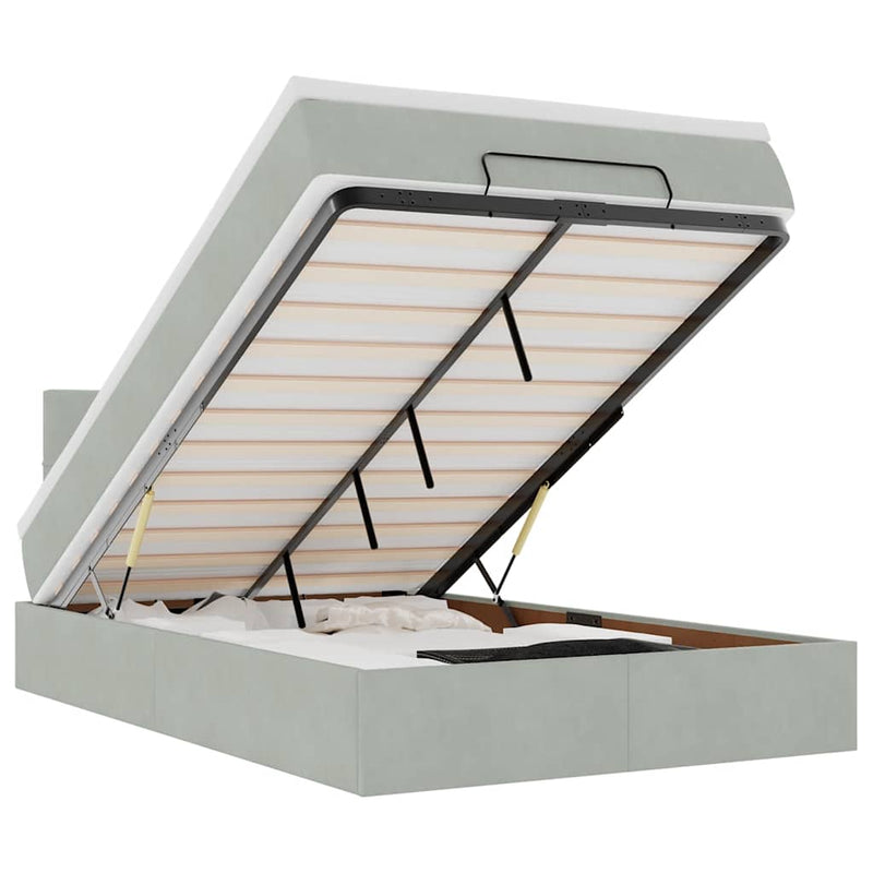 vidaXL világosszürke bársony ottomán ágy matraccal & LED-ek 120x190cm