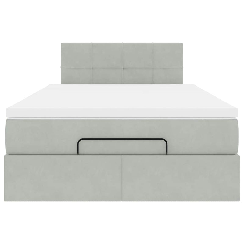 vidaXL világosszürke bársony ottomán ágy matraccal & LED-ek 120x190cm