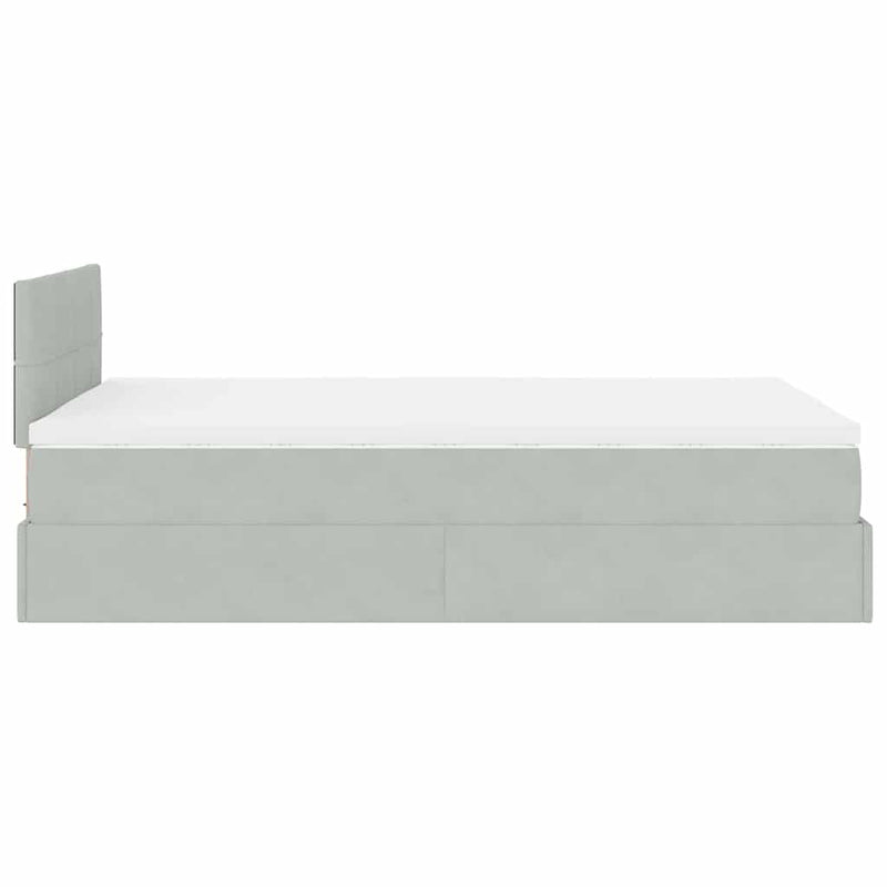 vidaXL világosszürke bársony ottomán ágy matraccal & LED-ek 120x190cm