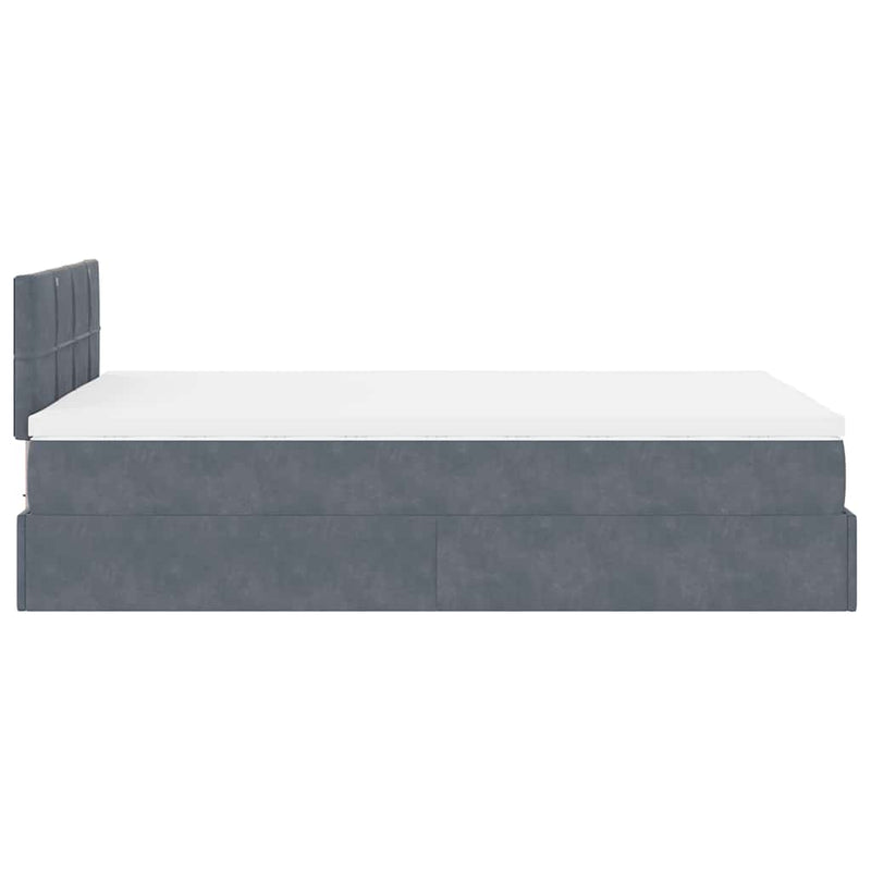 vidaXL sötétszürke bársony ottomán ágy matraccal & LED-ek 120x190cm