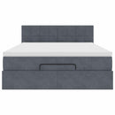 vidaXL Ottomán ágykeret matraccal sötétszürke 140x200cm bársony