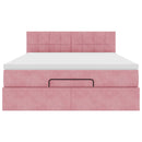 vidaXL Ottomán ágykeret matraccal rózsaszín 140x200cm bársony