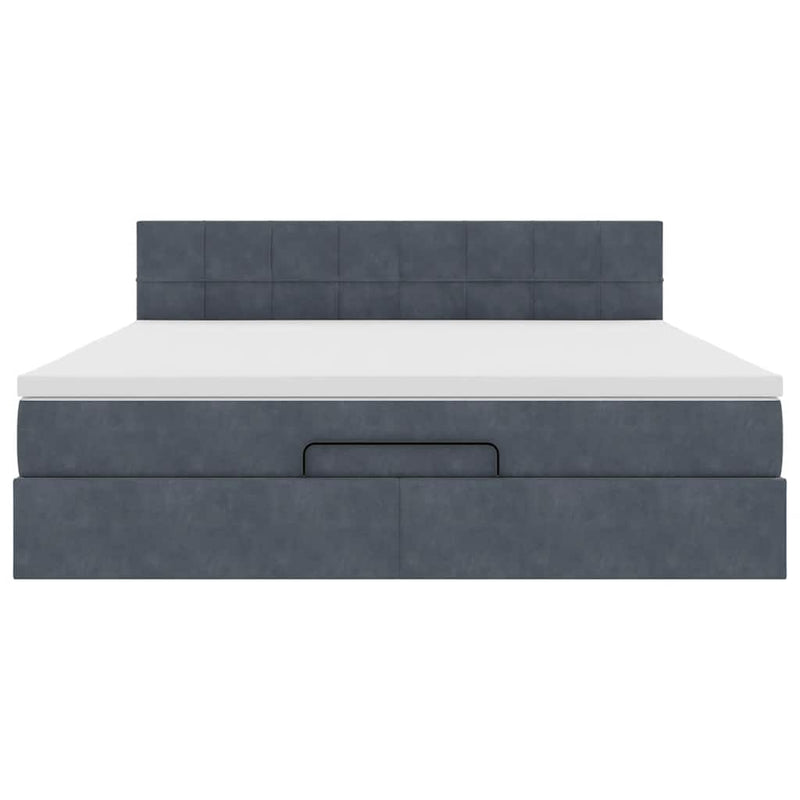 vidaXL Ottomán ágykeret matraccal sötétszürke 160x200cm bársony
