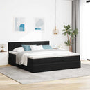 vidaXL Ottomán ágykeret matracokkal Fekete 200x200cm bársony