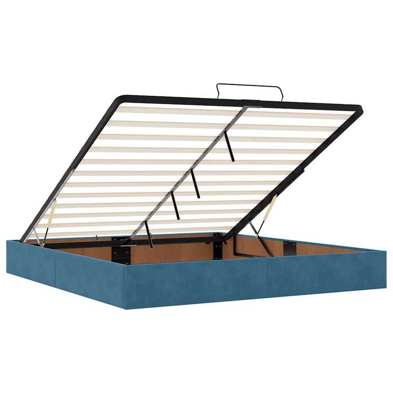 vidaXL Ottomán ágy matracokkal & LED-ek Sötétkék 200x200cm bársony