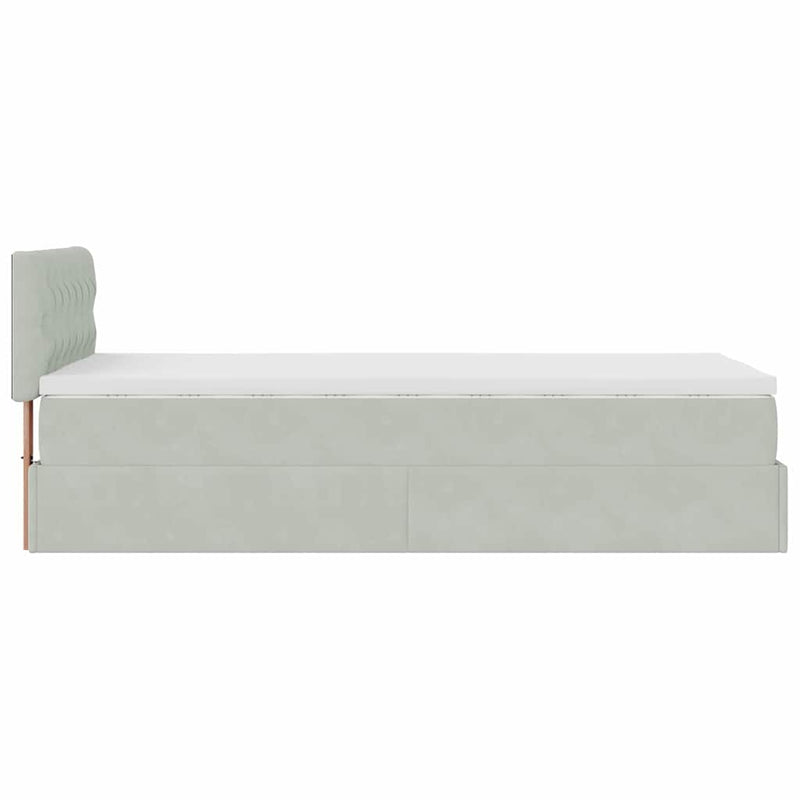 vidaXL Ottomán ágykeret matraccal világosszürke 80x200cm bársony