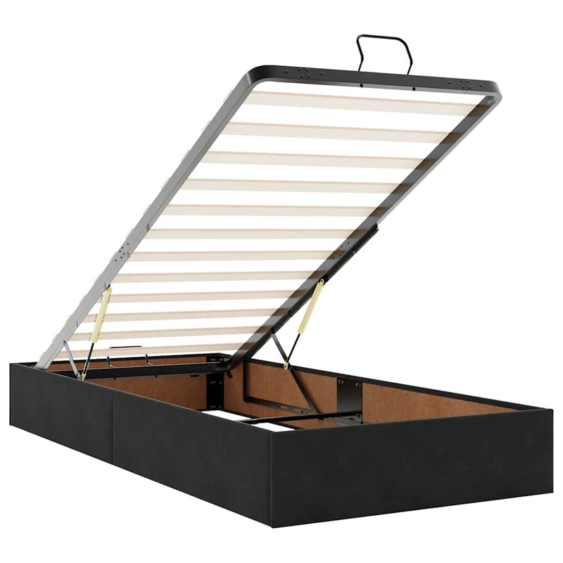 vidaXL fekete bársony ottomán ágy matraccal & LED-ek 80x200cm