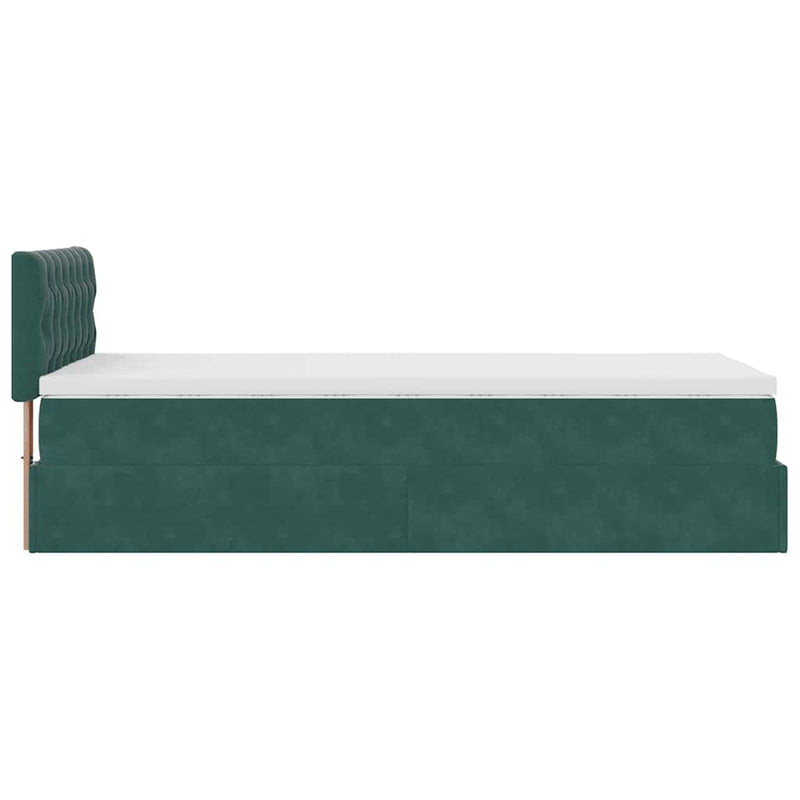 vidaXL sötétzöld bársony ottomán ágy matraccal & LED-ek 80 x 200 cm