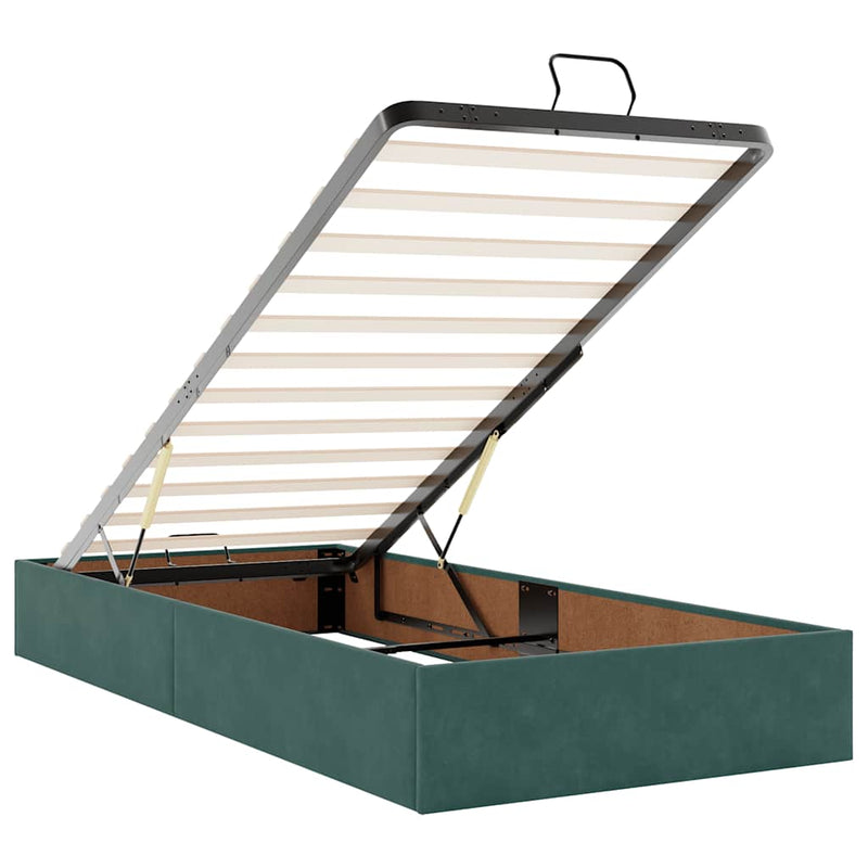 vidaXL sötétzöld bársony ottomán ágy matraccal & LED-ek 80 x 200 cm