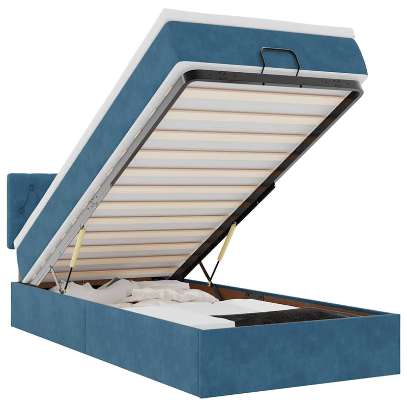 vidaXL sötétkék bársony ottomán ágy matraccal & LED-ek 80 x 200 cm