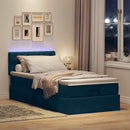 vidaXL sötétkék bársony ottomán ágy matraccal & LED-ek 80 x 200 cm