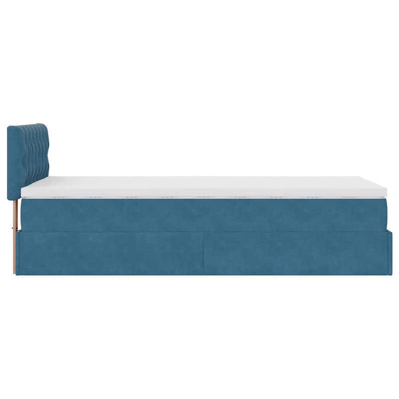 vidaXL sötétkék bársony ottomán ágy matraccal & LED-ek 80 x 200 cm