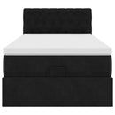 vidaXL Ottomán ágykeret matraccal fekete 90x190cm bársony