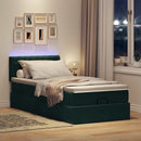 vidaXL sötétzöld bársony ottomán ágy matraccal & LED-ek 90x200 cm